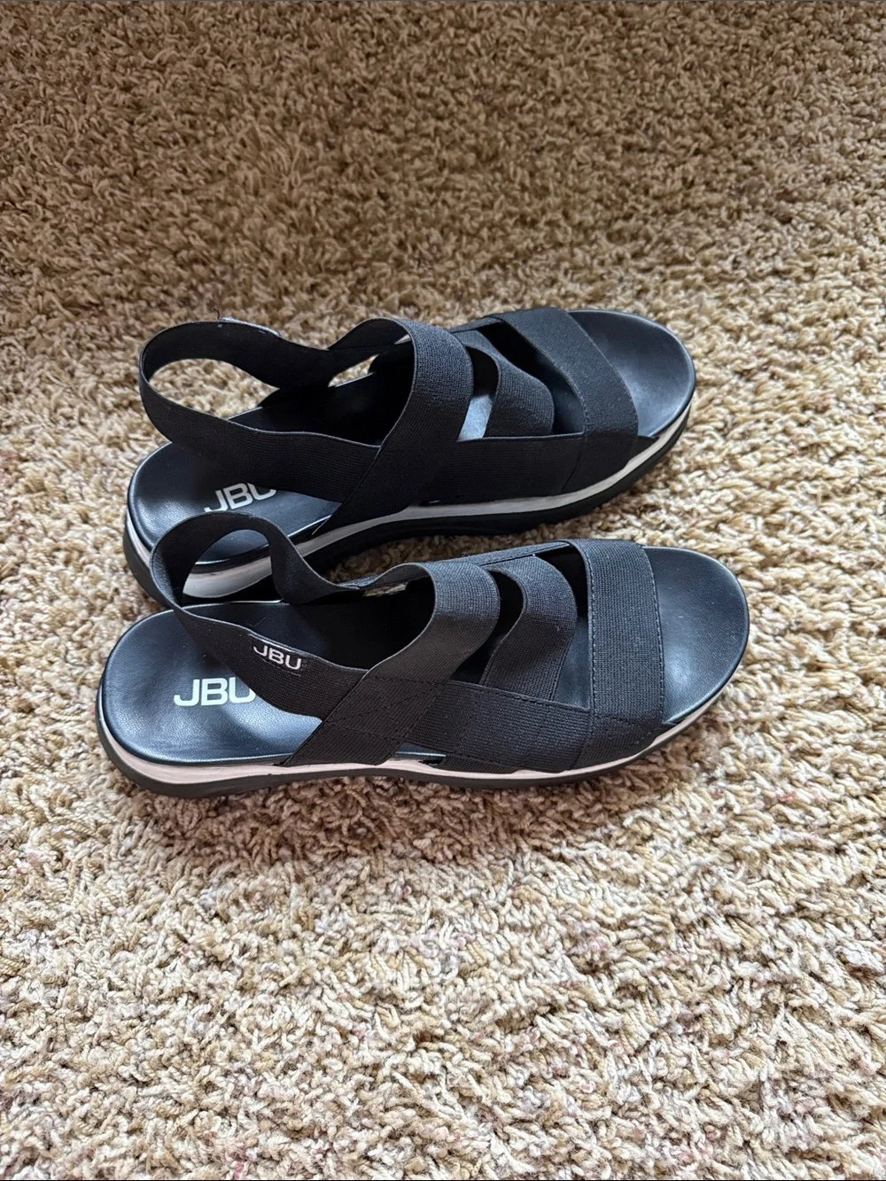 JBU Women's Black Elastic Crossover Strap Sandals